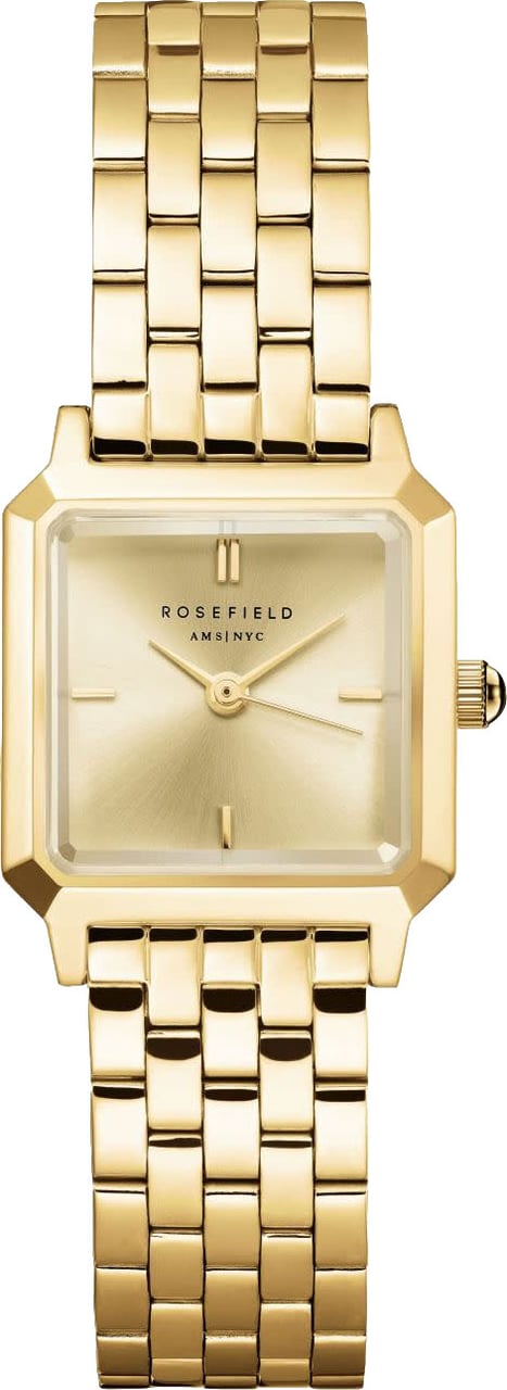 Rosefield Horloge BCGSG-B04 The Boxelle Staal met Geelgouden Plating Quartz met Champagne Wijzerplaatp Goud