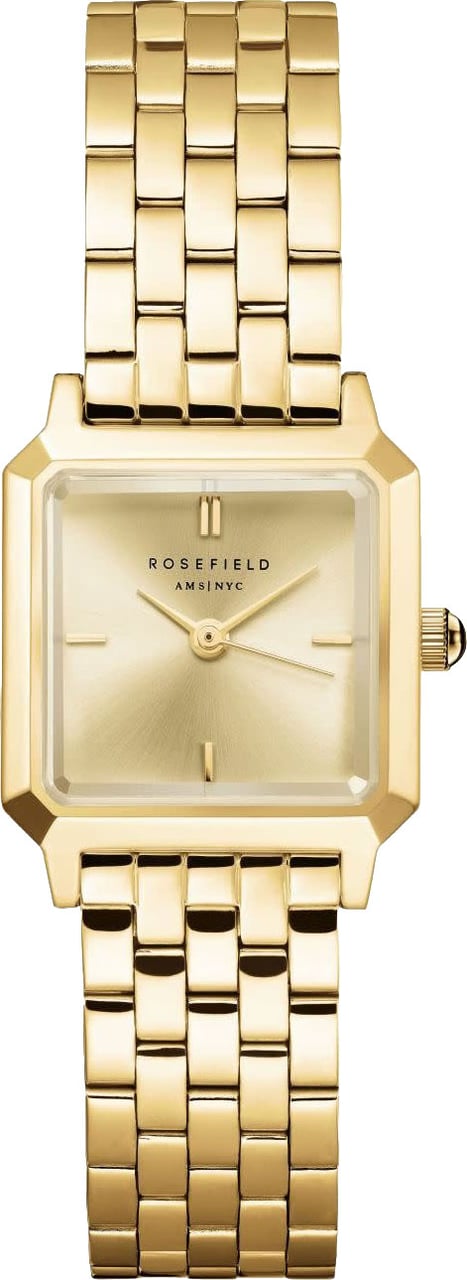 Rosefield Horloge BCGSG-B04 The Boxelle Staal met Geelgouden Plating Quartz met Champagne Wijzerplaatp Goud