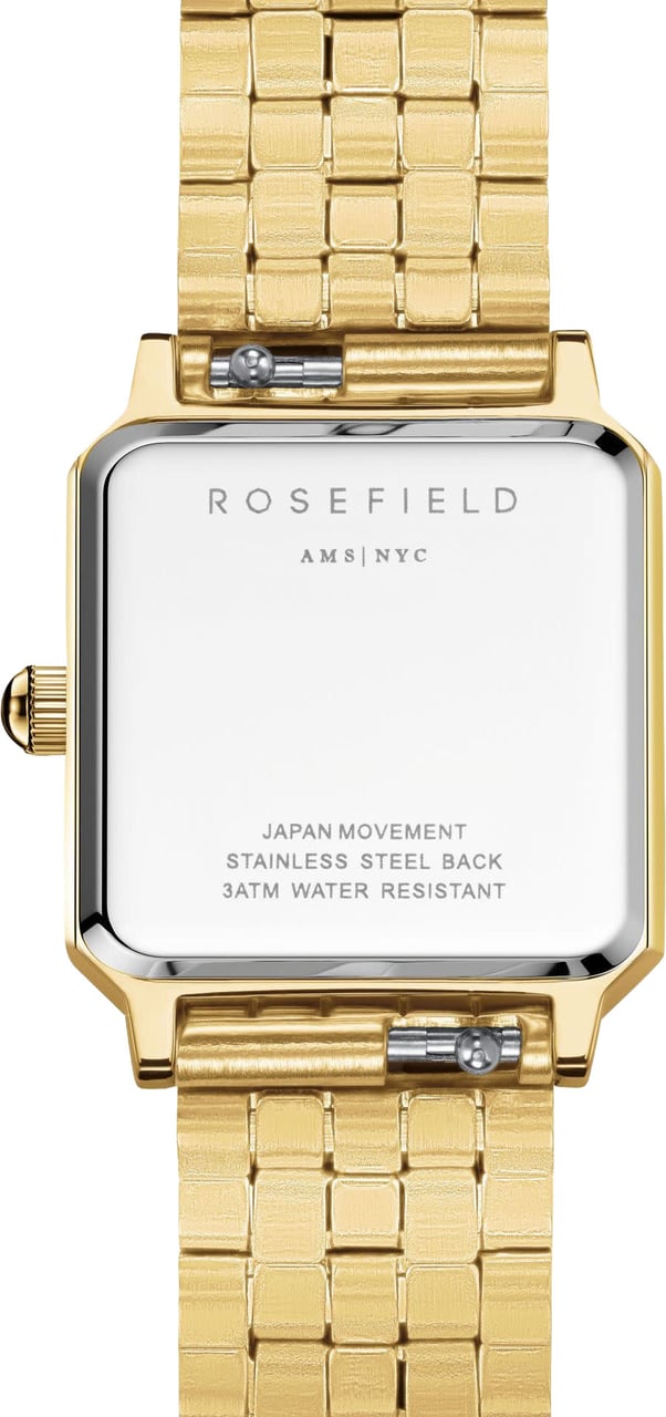 Rosefield Horloge BCGSG-B04 The Boxelle Staal met Geelgouden Plating Quartz met Champagne Wijzerplaatp Goud
