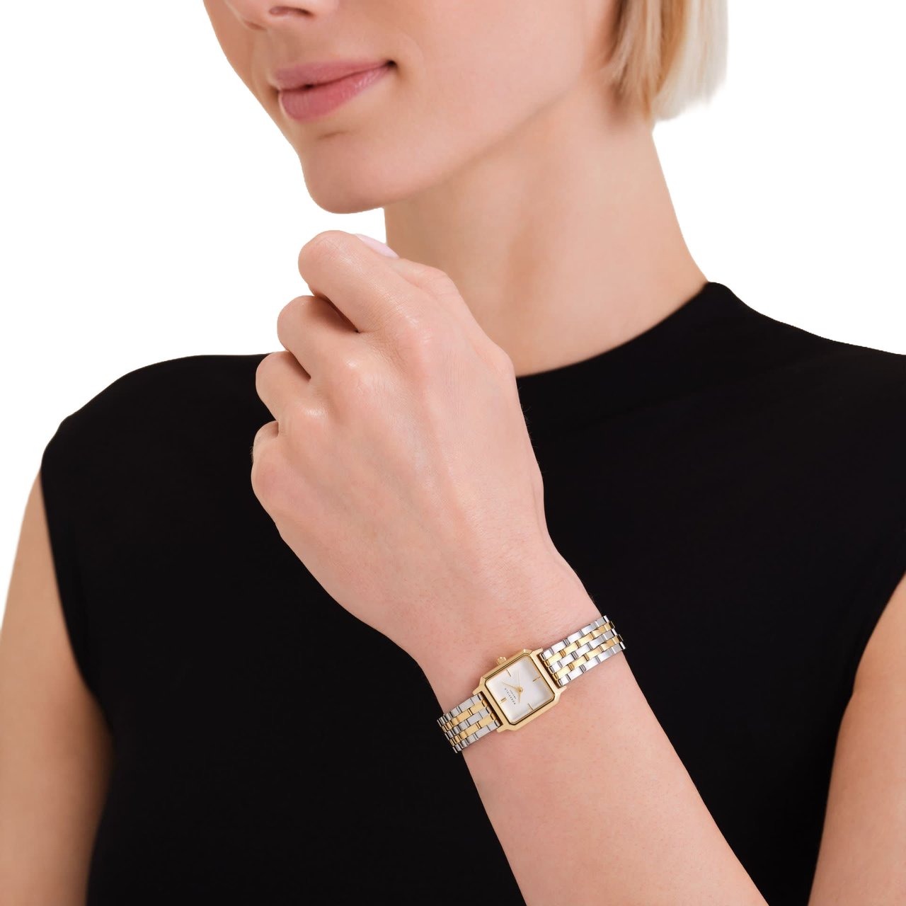 Rosefield Rosefield Horloge BWDSG-B03 The Boxelle Staal Bi-color Quartz Vierkant Goud