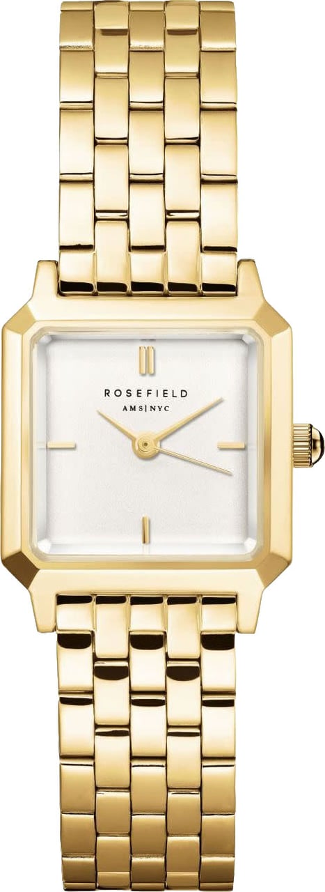 Rosefield Rosefield Horloge BWGSG-B01 The Boxelle Staal met Geelgouden Plating Quartz en Witte Wijzerplaat Goud