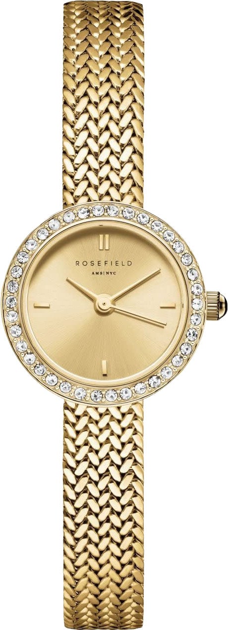 Rosefield Rosefield Horloge MCGMG-M03 Mini Small Edit Staal met Geelgouden Plating Quartz en Zirkonia 20mm Goud