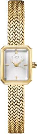 Rosefield Horloge MWGMG-M01 Mini Octagon Staal met Geelgouden Plating Rechthoekig met Witte Wijzerplaat Goud