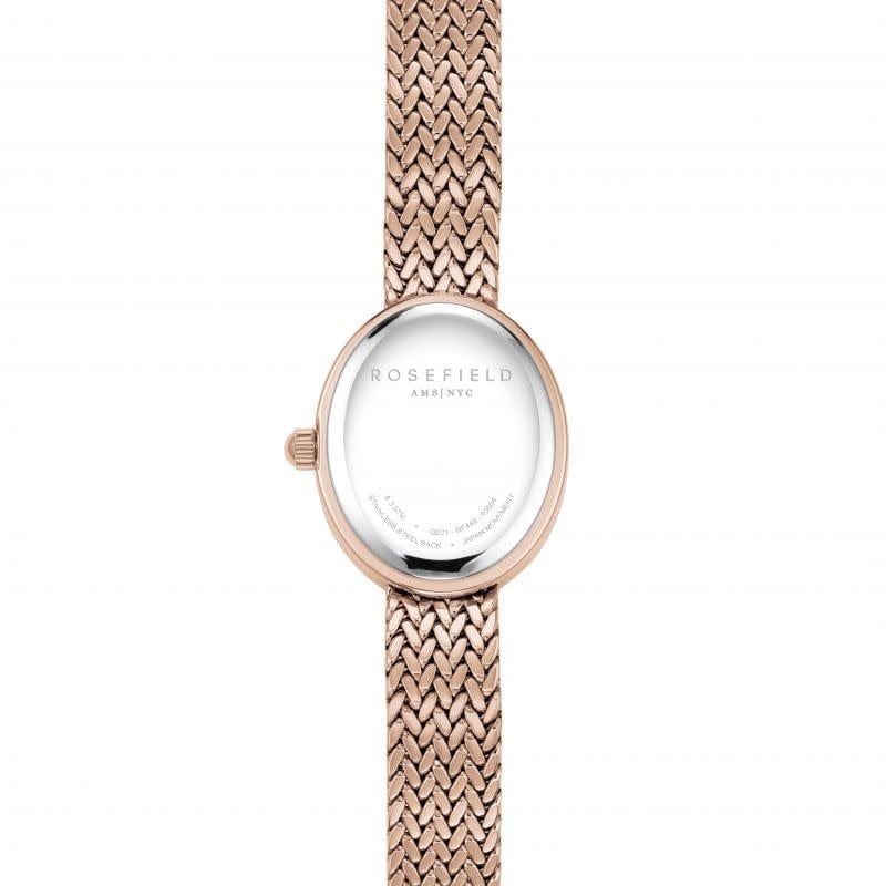 Rosefield Horloge MWRMR-M07 Mini Oval White Dail Staal met Rozegouden Plating Quartz Goud