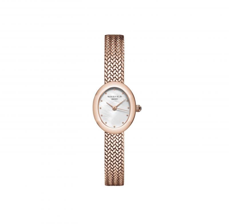 Rosefield Horloge MWRMR-M07 Mini Oval White Dail Staal met Rozegouden Plating Quartz Goud