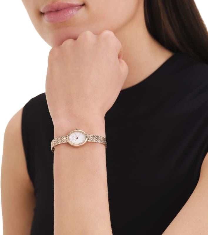 Rosefield Horloge MWRMR-M07 Mini Oval White Dail Staal met Rozegouden Plating Quartz Goud