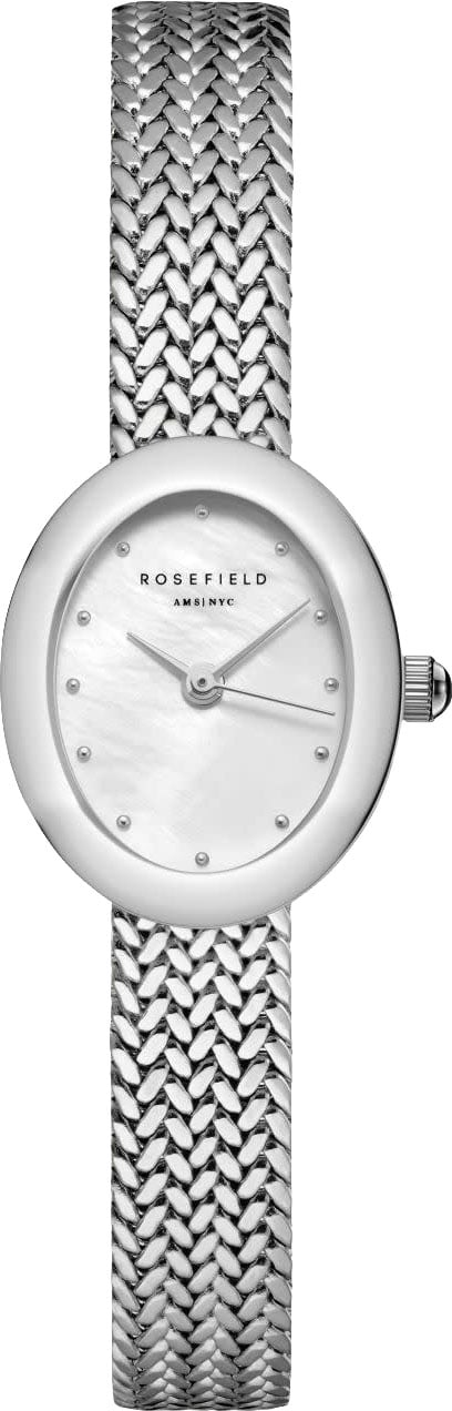 Rosefield Rosefield Horloge MWSMS-M05 Mini Oval Staal Quartz met Witte Wijzerplaat 22x17mm Zilver