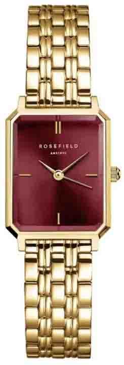 Rosefield Horloge OBGSG-O83 Octagan XS Staal met Geelgouden Plating Quartz met Burgundy Sunray s Wijzerplaat Rechthoekig Goud