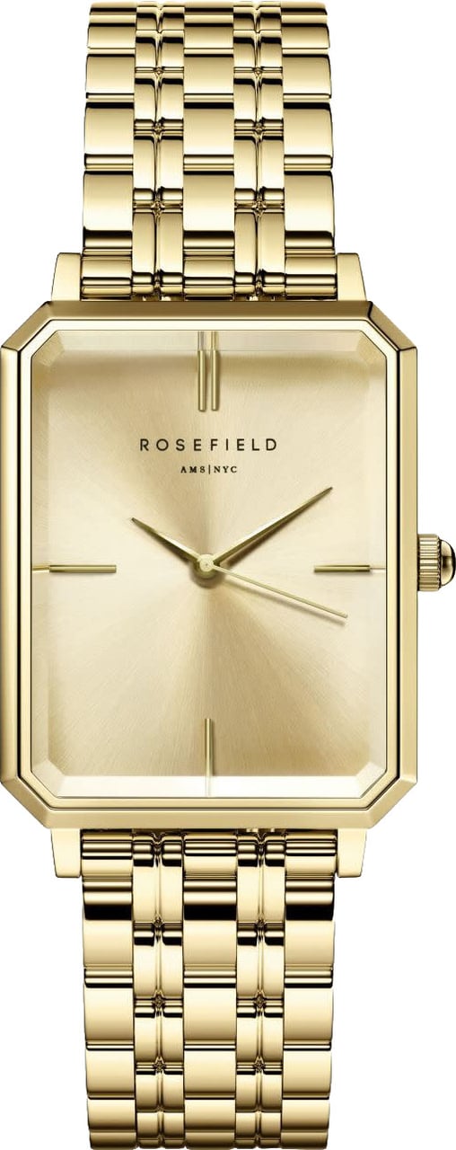 Rosefield Rosefield Horloge OCGSG-O65 Octagon Champagne Staal met Geelgouden Plating Quartz Goud