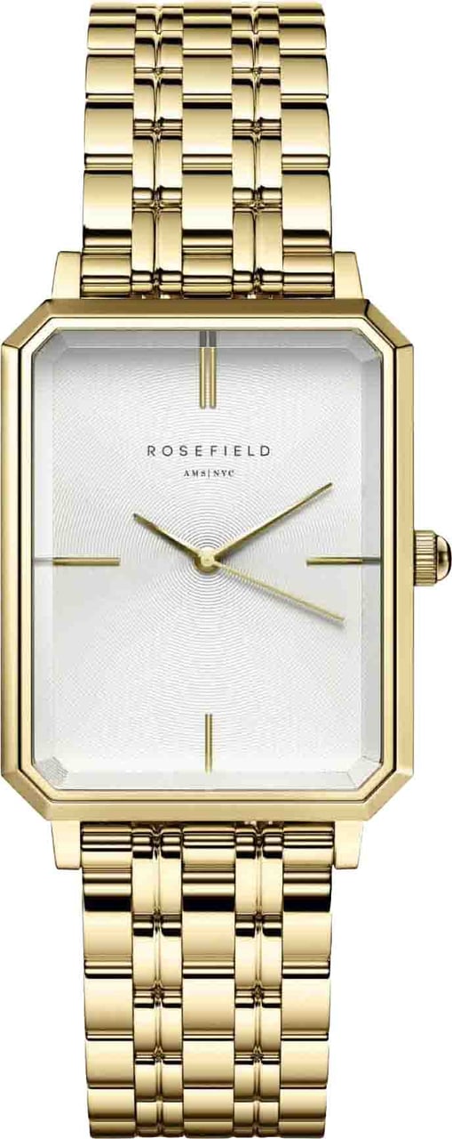 Rosefield Horloge OCWSG-O40 The Octagon Staal met Geelgouden Plating Quartz en Witte Wijzerplaat Goud