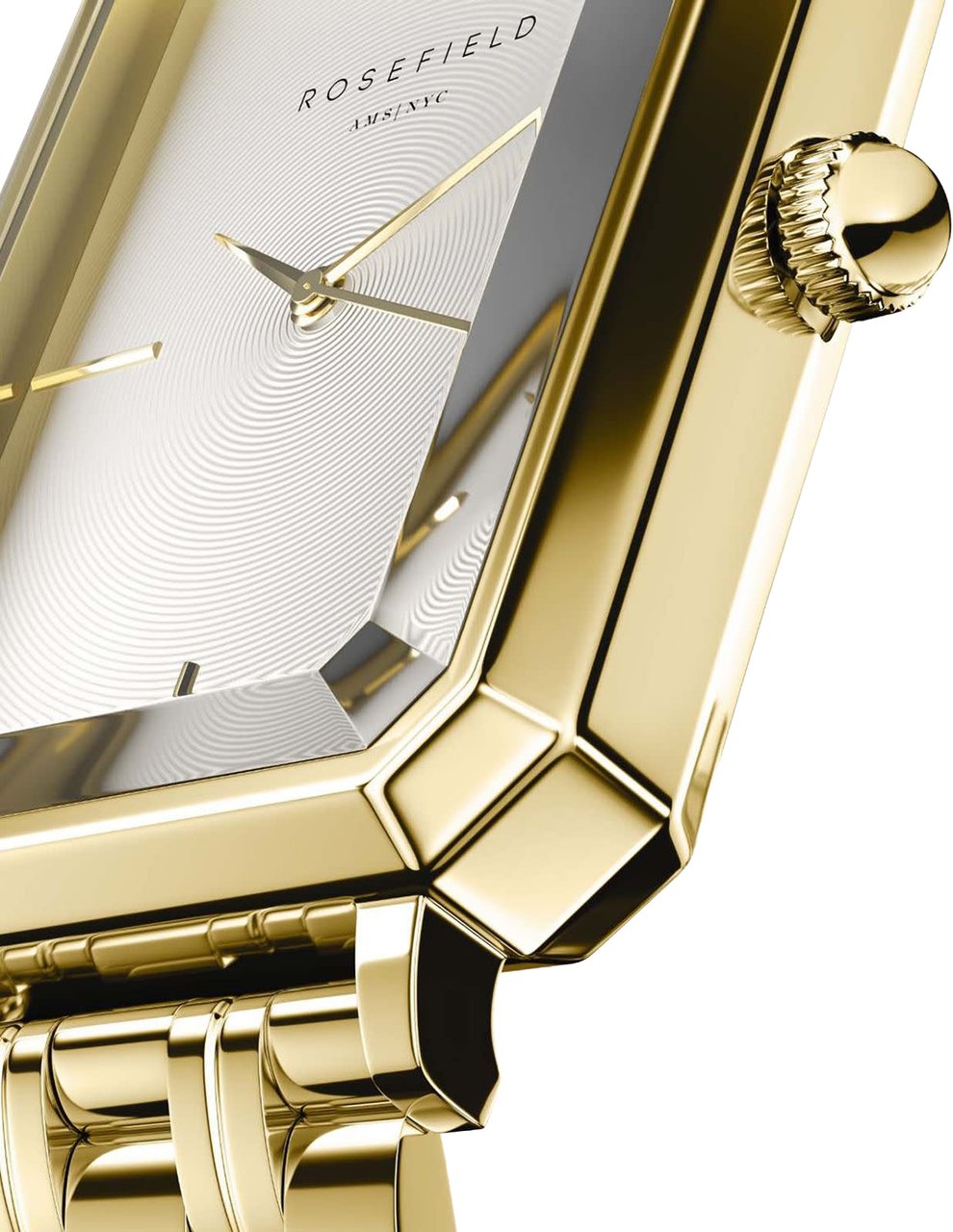 Rosefield Horloge OCWSG-O40 The Octagon Staal met Geelgouden Plating Quartz en Witte Wijzerplaat Goud