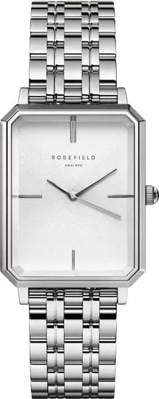 Rosefield Horloge OCWSS-O41 The Octagan Staal Quartz met Witte Wijzerplaat 23mm x 29mm Zilver