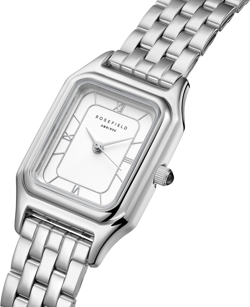 Rosefield Horloge OCWSSS-OC02 Ivy White Silver Roman Quartz Staal met Witte Wijzerplaat 21-26mm Zilver