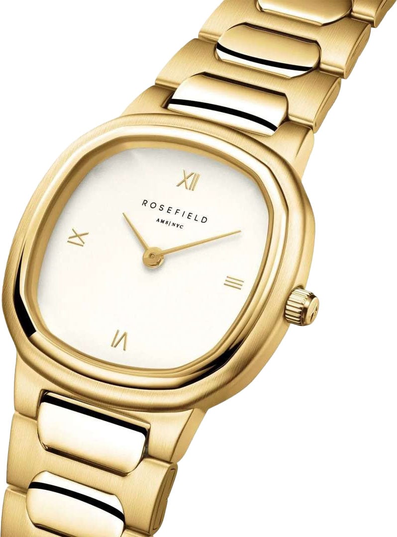 Rosefield Rosefield Horloge ORCGSG-OR01 Gaia Roman Indexes Quartz Staal met Geelgouden Plating 30mm Goud