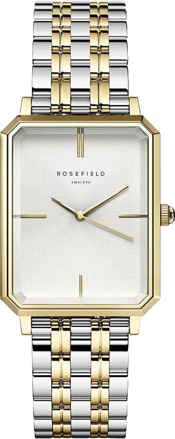 Rosefield Rosefield Horloge OWSSG-O48 The Octagon White Sunray Dial steel silver Gold Duotone Divers