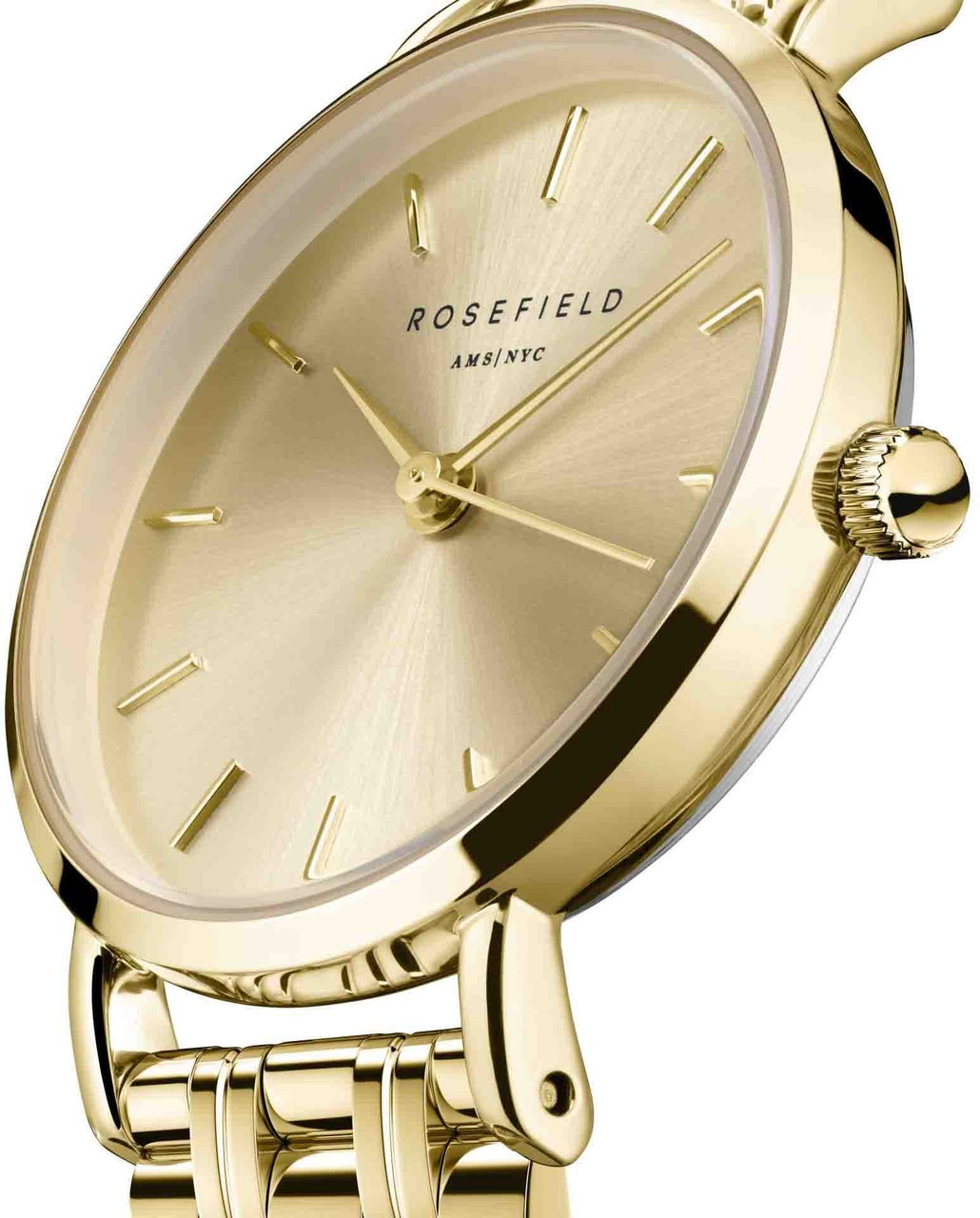 Rosefield Rosefield Horloge SCGSG-S05 Small Edit Staal met Geelgouden Plating Quartz met Champagne Wijzerplaat Goud