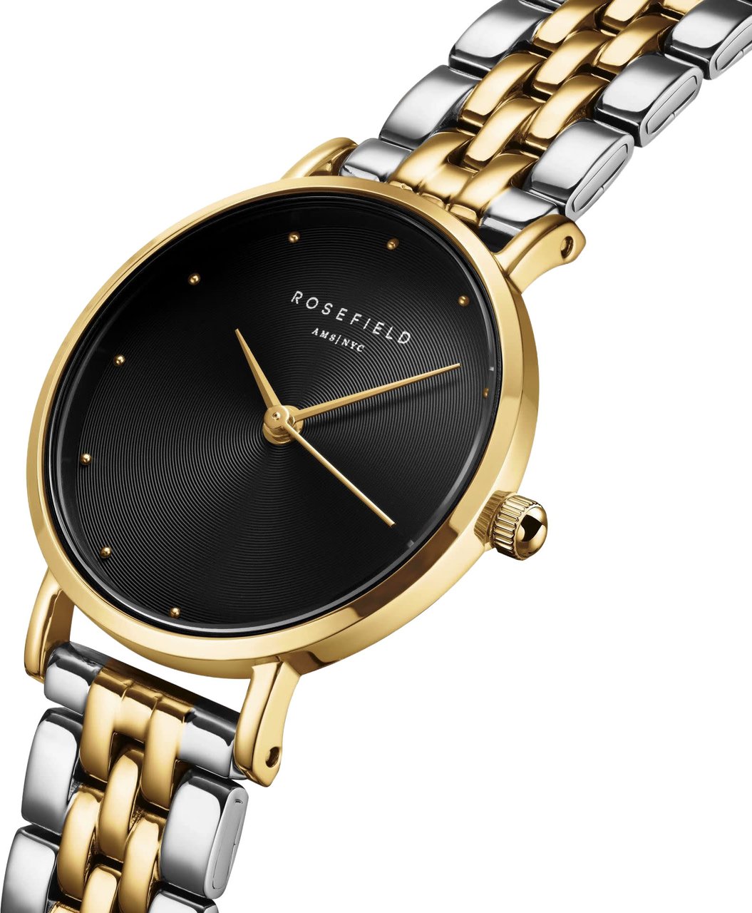 Rosefield Rosefield Horloge SEBDSG-SE04 Small Edit Black Staal Bi-Color Quartz met Zwarte Wijzerplaat 26mm Divers
