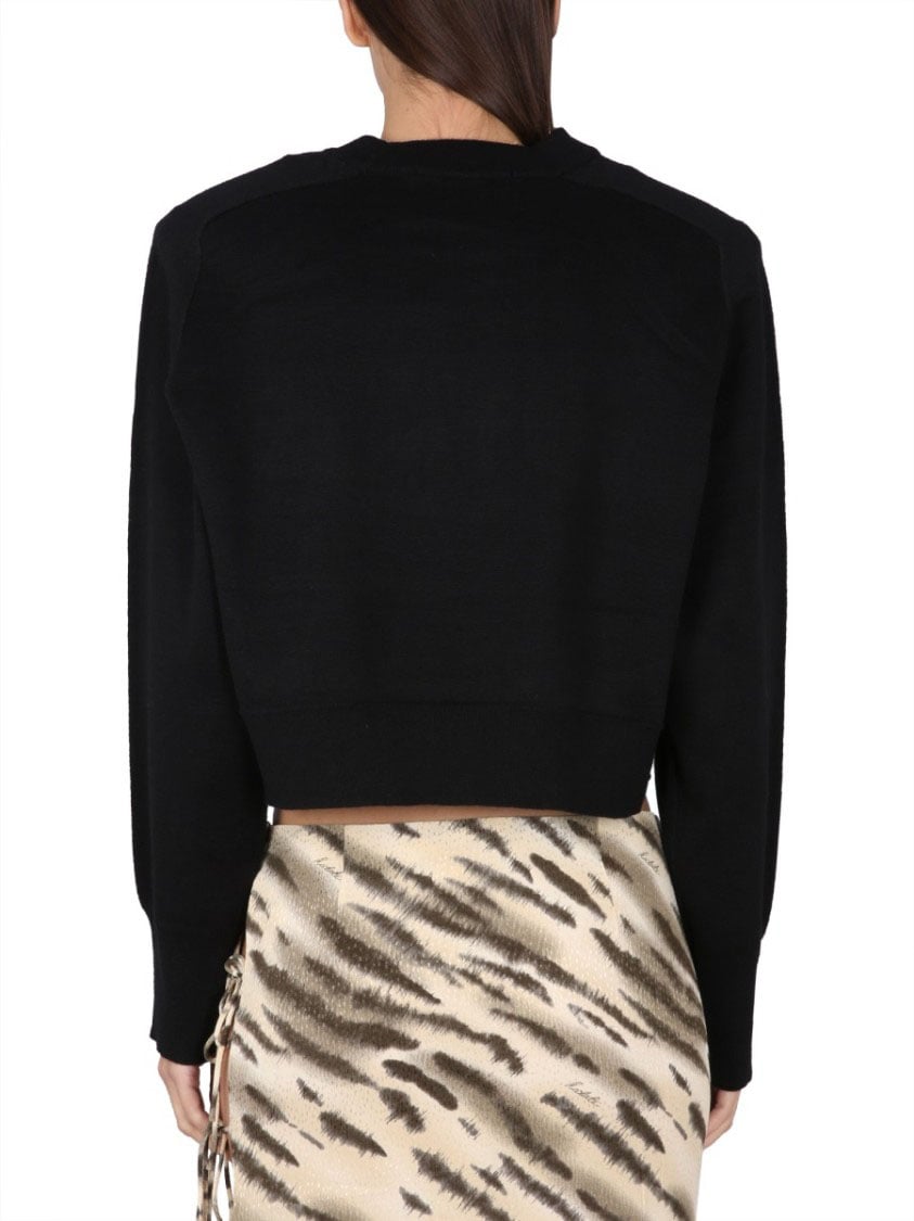 Rotate Rhinestone Logo Cropped Shirt Zwart