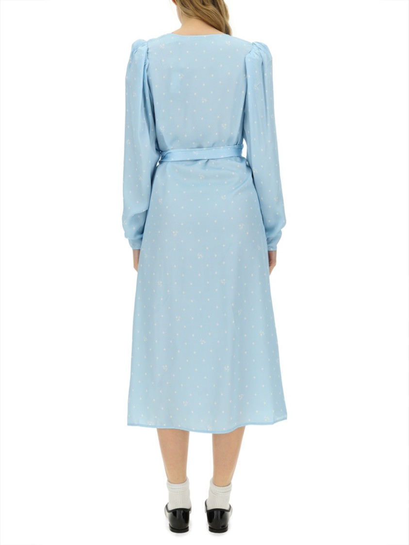Rotate Polka Dot Midi Dress Blauw