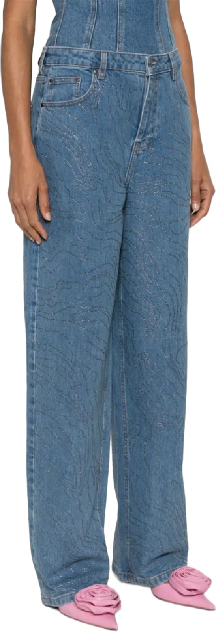 Rotate rhinestone wide led jeans divers Divers