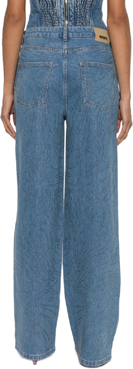 Rotate rhinestone wide led jeans divers Divers