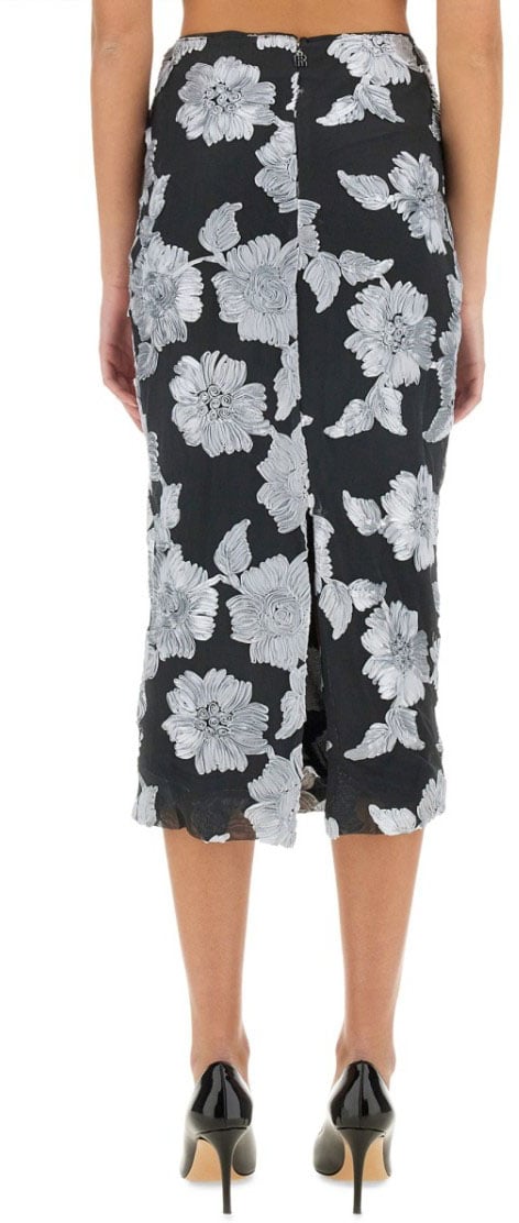 Rotate Floral Print Pencil Skirt Zwart