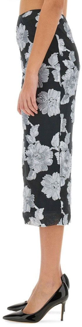 Rotate Floral Print Pencil Skirt Zwart