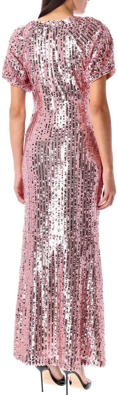 Rotate Sequins midi V-neck dress Zilver