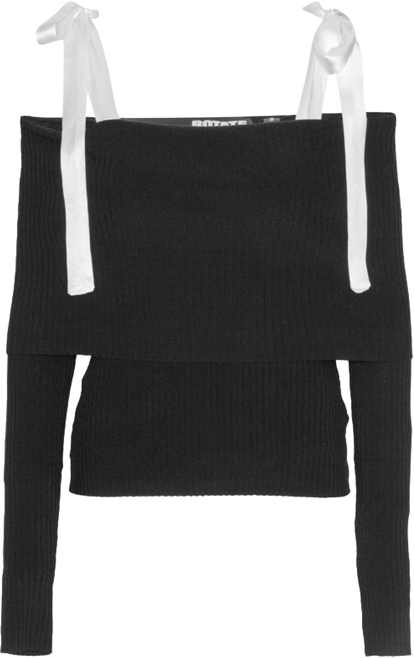 Rotate Knitwear Off Shoulder Strap Kni Zwart