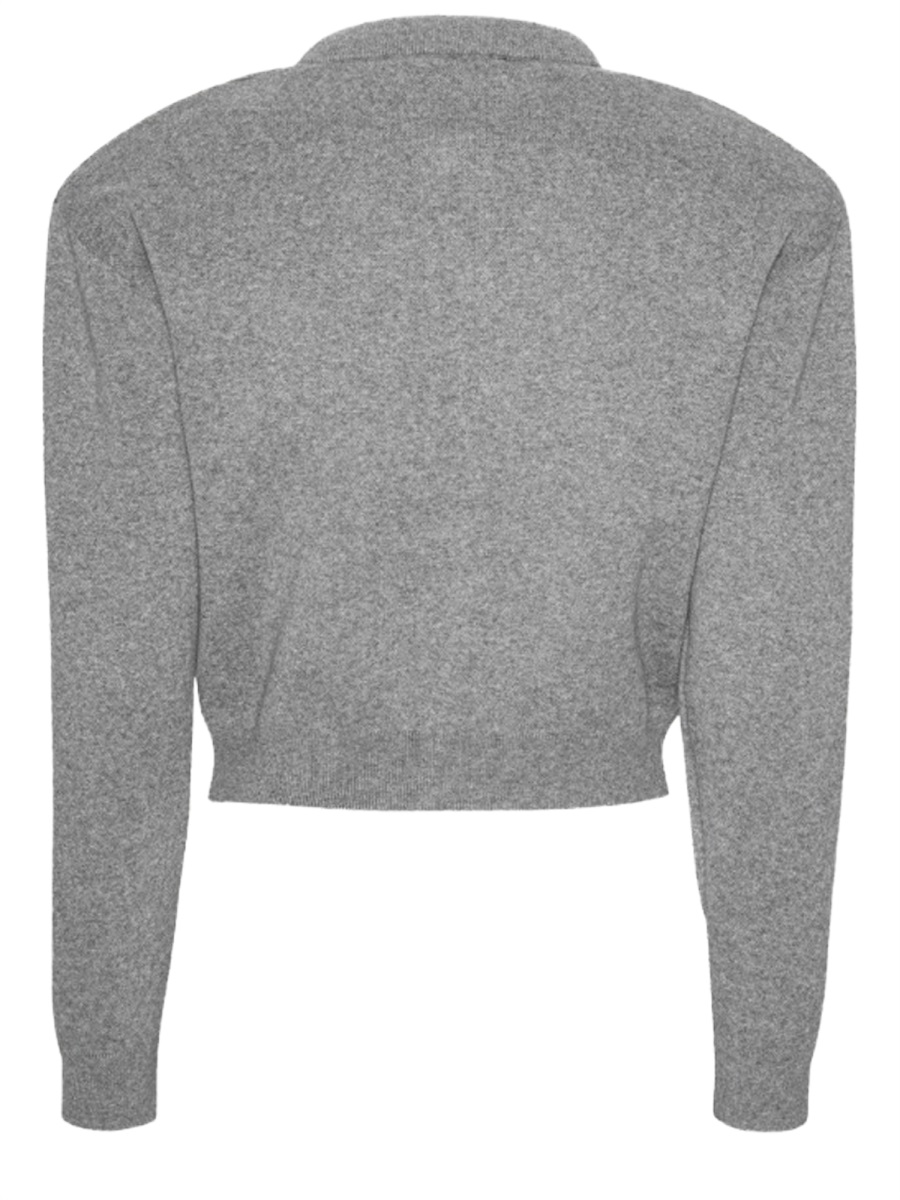 Rotate Letters Cropped Cotton-Cashmere Knit Cardigan Grijs