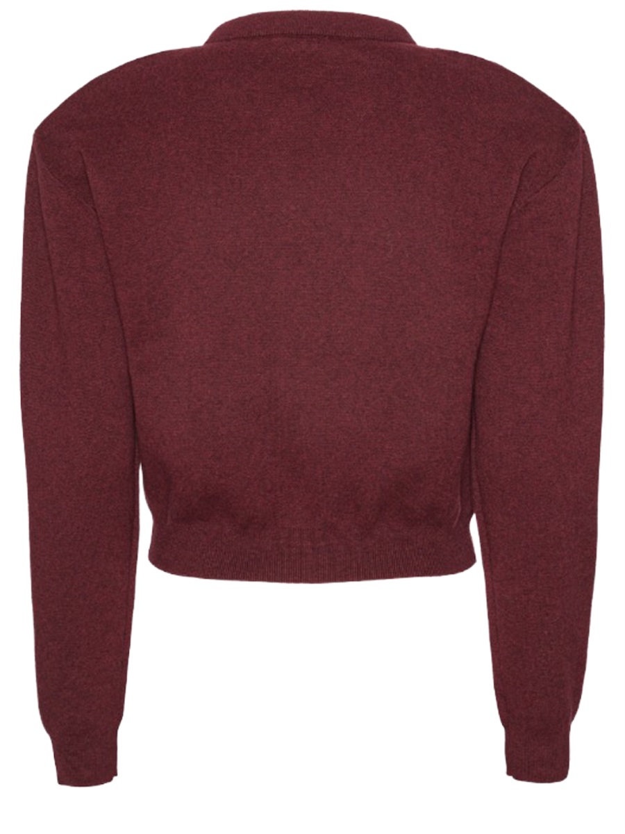 Rotate Burgundy Cotton-Cashmere Metallic Letters Cardigan Zwart