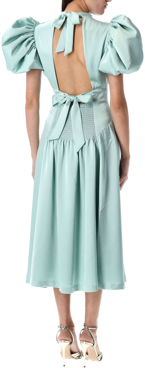 Rotate Midi Dress Satin Baloon Blue Haze Blauw