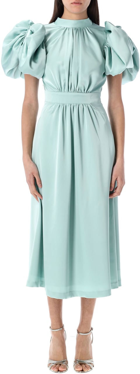 Rotate Satin Puff midi dress Blauw
