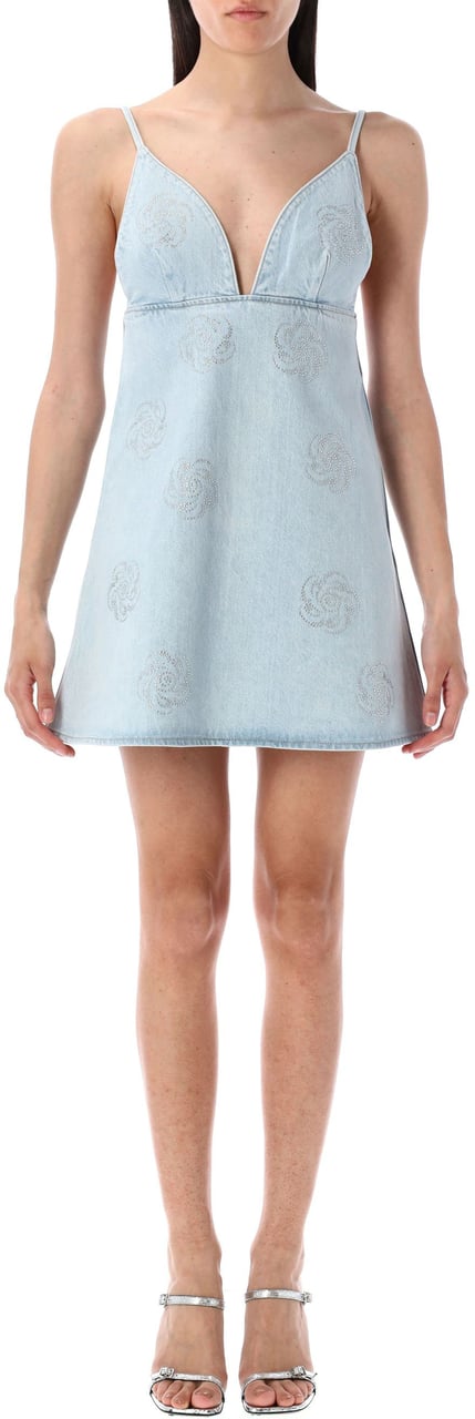 Rotate Denim Stud Mini Dress Blu Blauw