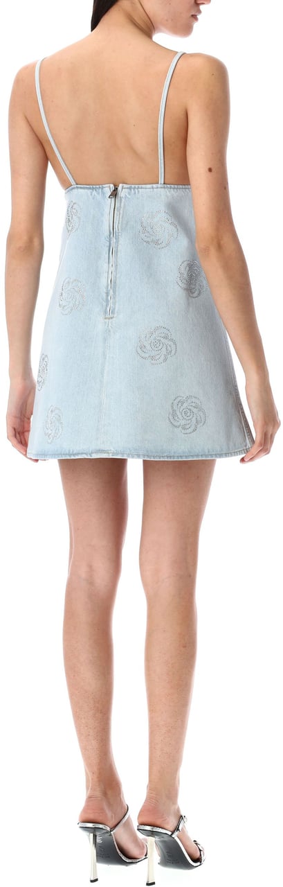 Rotate Denim Stud Mini Dress Blu Blauw
