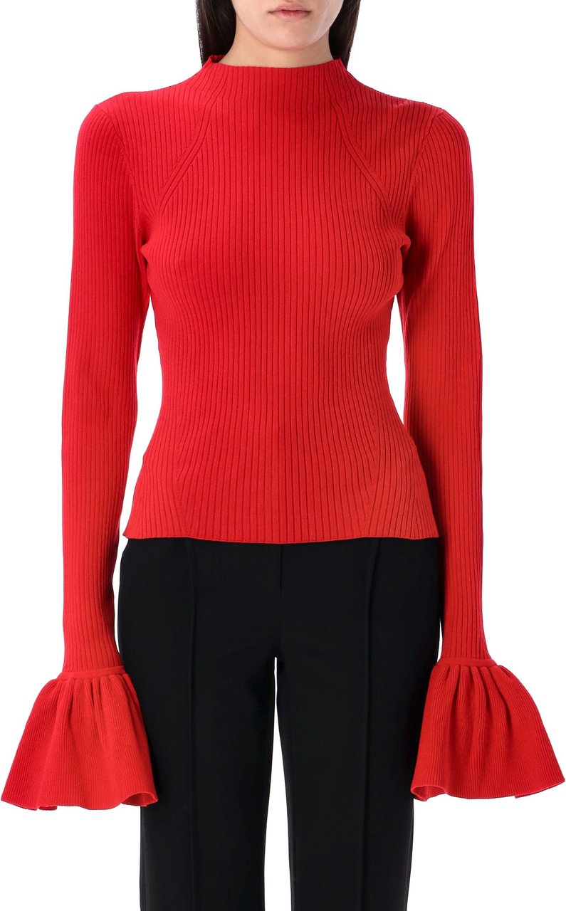 Rotate Knit High Neck Top Rosso Rood