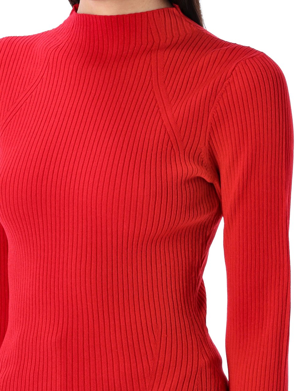 Rotate Knit High Neck Top Rosso Rood