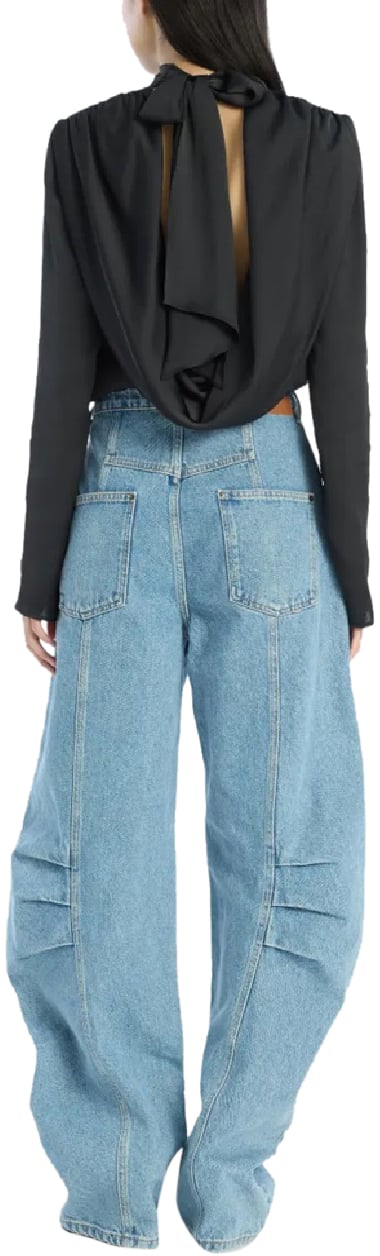 Rotate satin drapy back top divers Divers