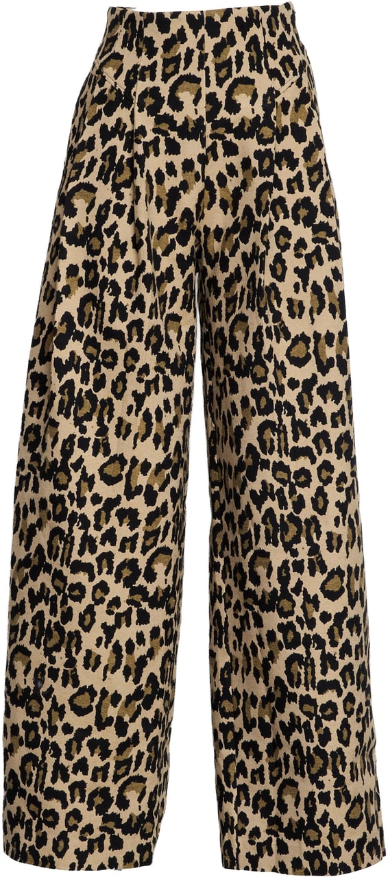 Rotate Pantaloni Rika A Gamba Larga Jacquard Geel