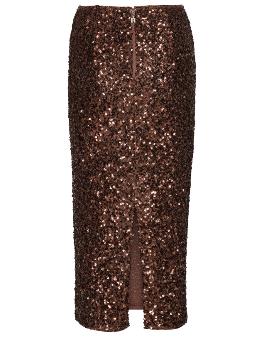 Rotate Fitted Fully Adorned Sequin Midi Skirt Zwart
