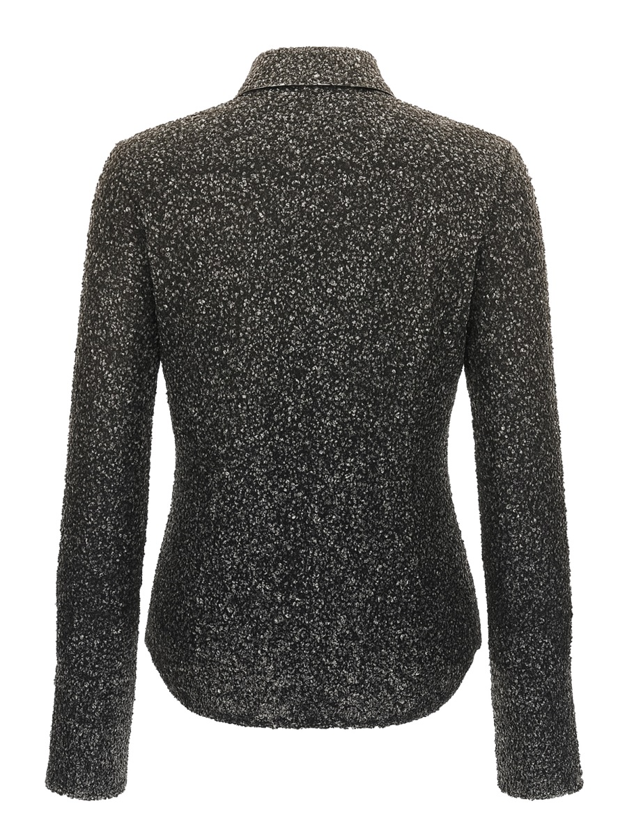 Rotate Fitted Gradient Sequin Classic Collar Polyester Blouse Zwart
