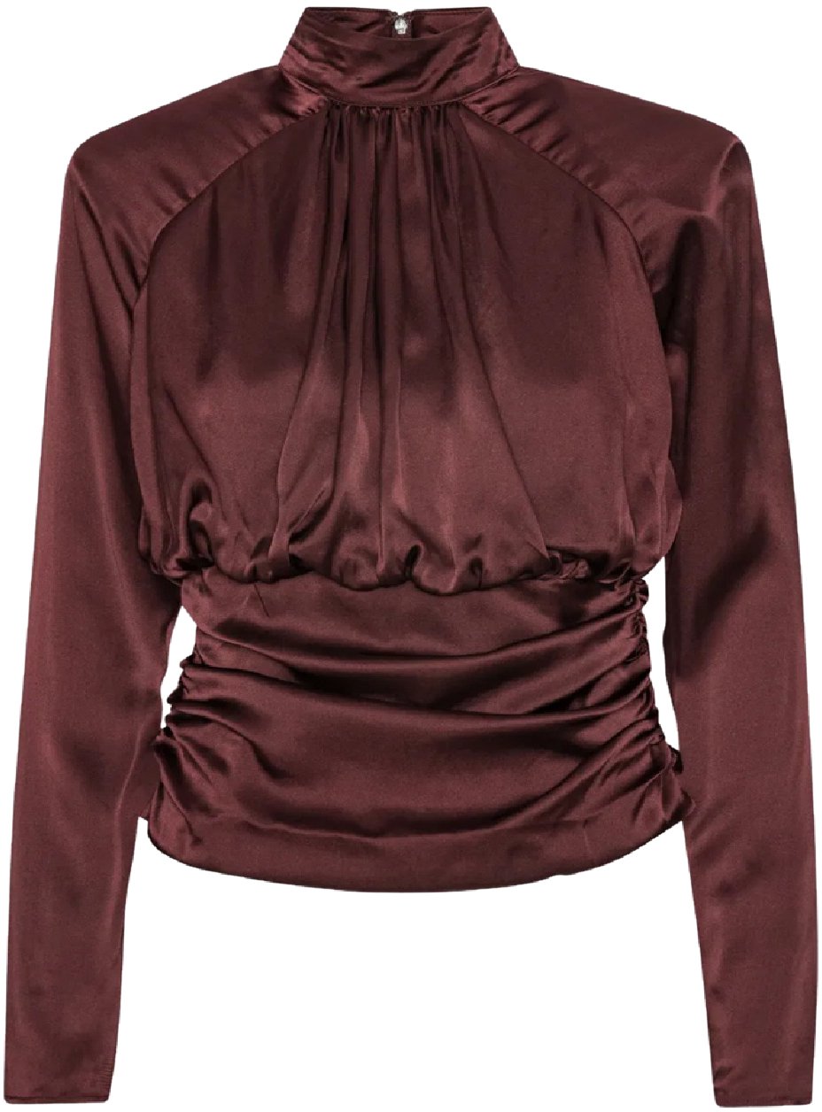 Rotate ls ruched silk top divers Divers