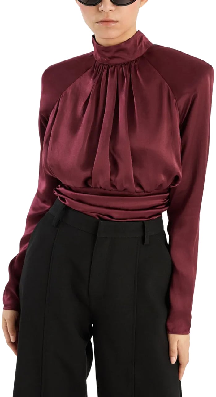 Rotate ls ruched silk top divers Divers