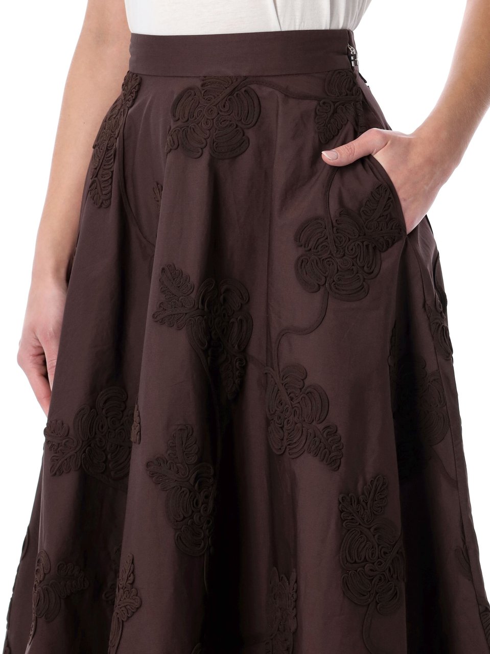 Rotate Flower Intarsia Maxy Skirt Mole Brown Bruin