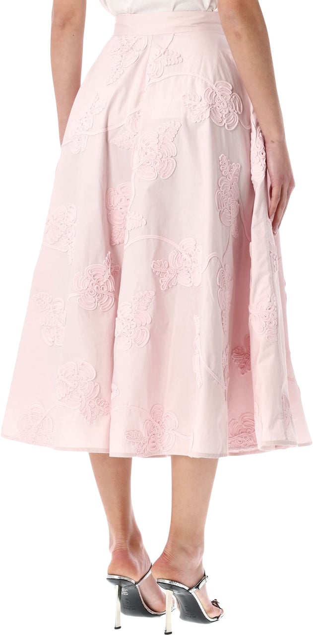 Rotate Flower Intarsia Maxy Skirt Orchid Ice Roze