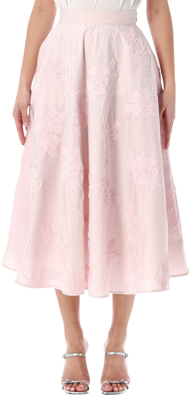 Rotate Flower Intarsia Maxy Skirt Orchid Ice Roze