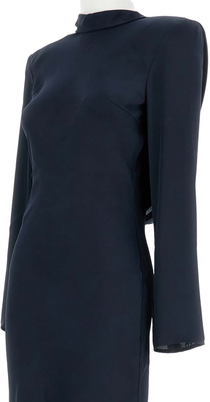 Rotate Draped Satin Midi Dress Blauw