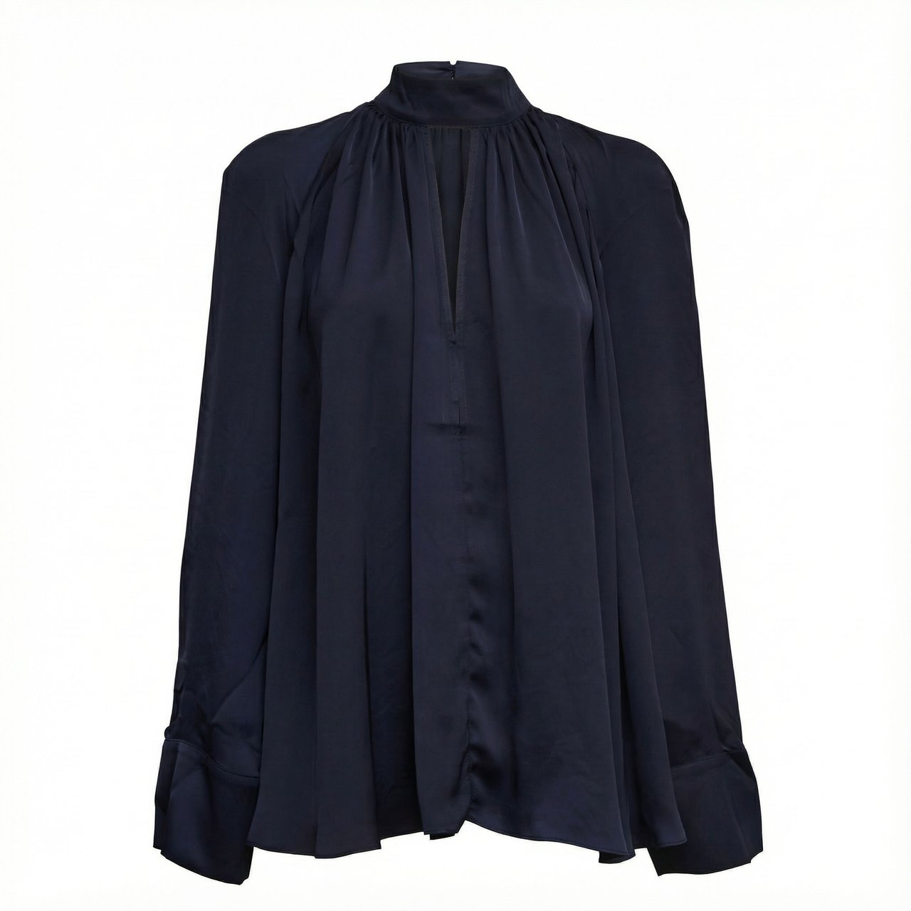 Rotate Kitty Satin Bow Long Sleeve Shirt Zwart