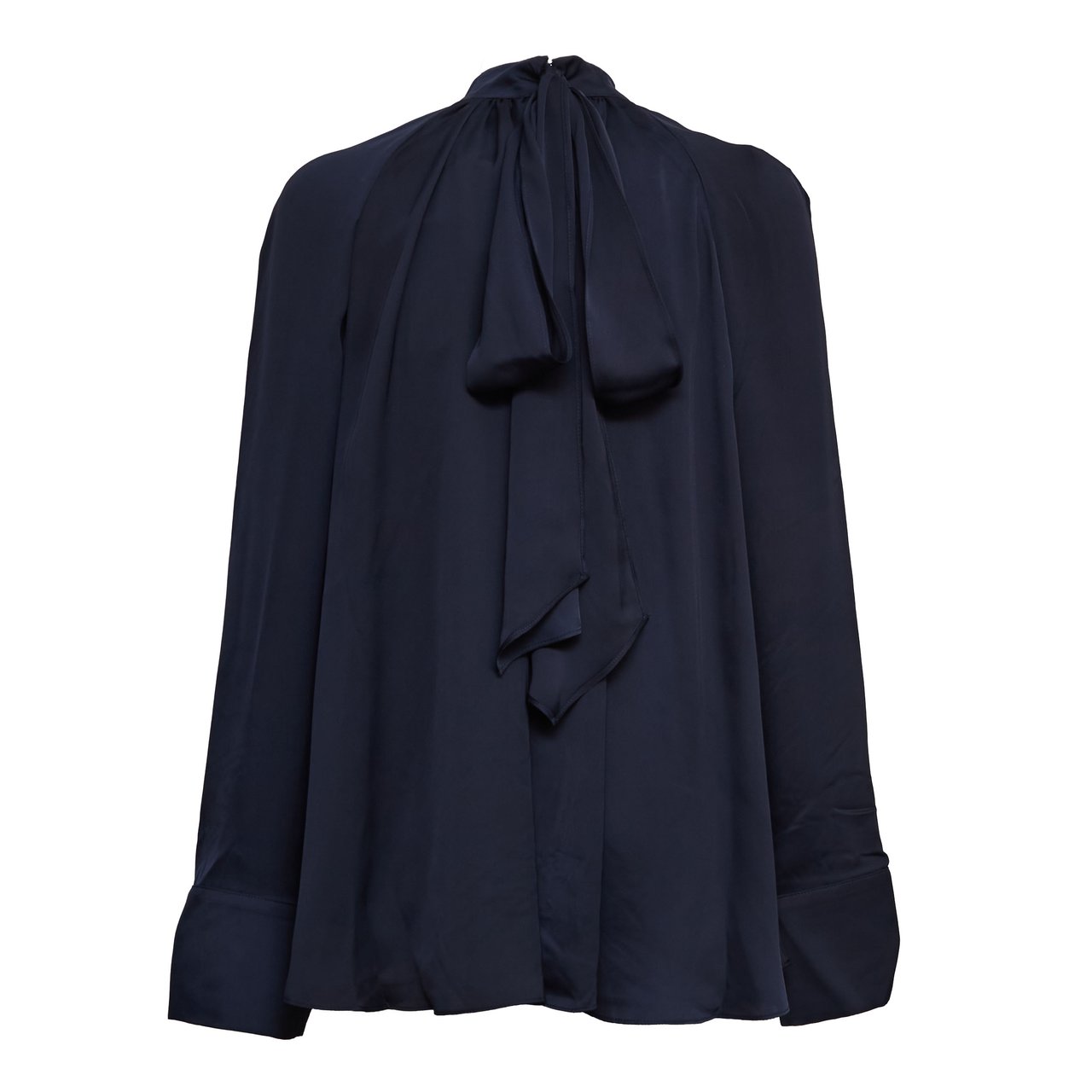 Rotate Kitty Satin Bow Long Sleeve Shirt Zwart