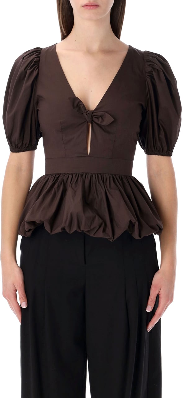 Rotate Flower Intarsia Top Mole Brown Bruin